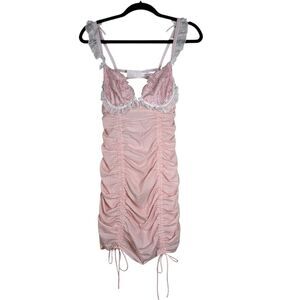 For Love And Lemons x VS Tawny Slip Dress Pink Gingham Ruched Size Medium